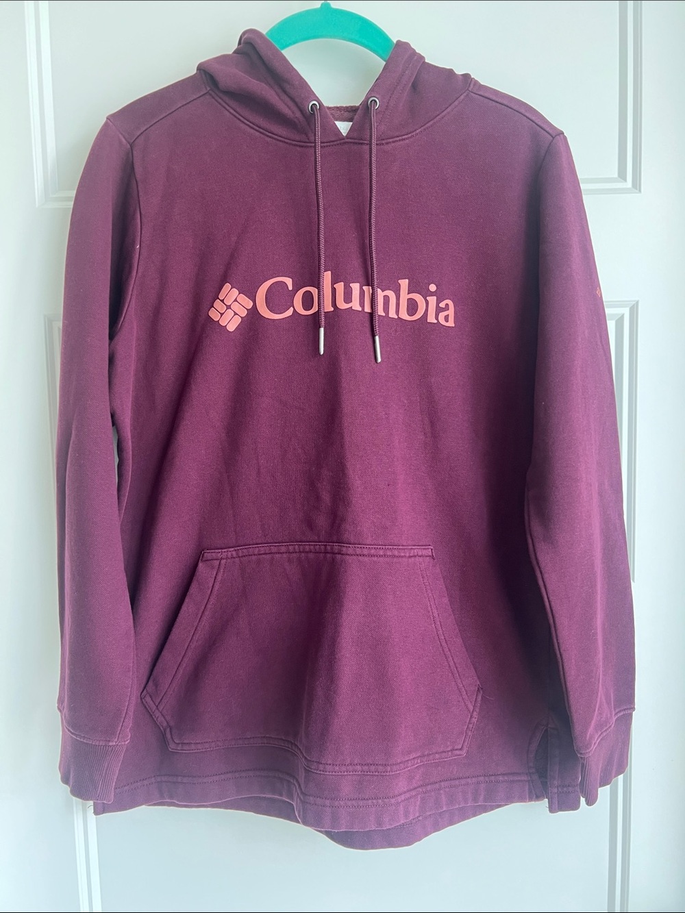 Columbia Maroon Pullover Hoodie with Pink Logo